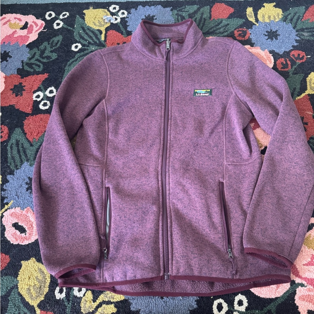 L.L.Bean Heathered Plum Crewneck Fleece Pullover